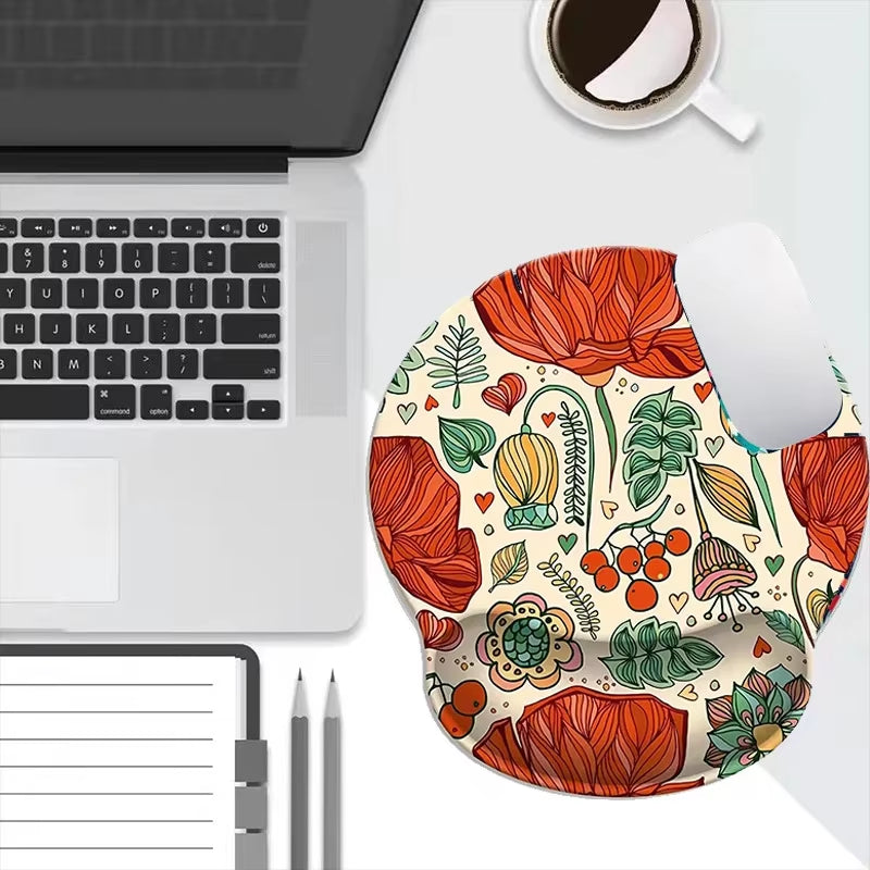 Mouse pad rotondo con poggiapolso in silicone e stampa naturale