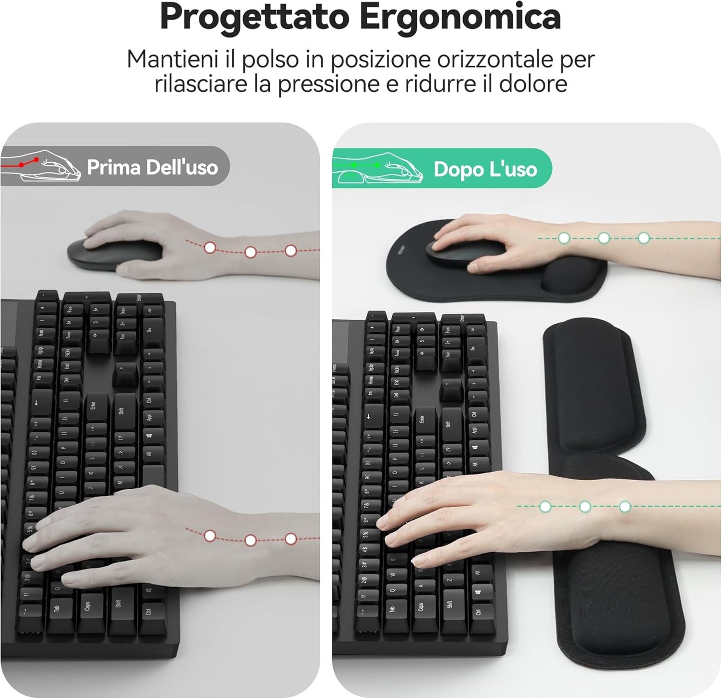 TECKNET Tappetino Mouse Con Poggiapolsi, Poggiapolsi Tastiera E Gaming Mouse Pad