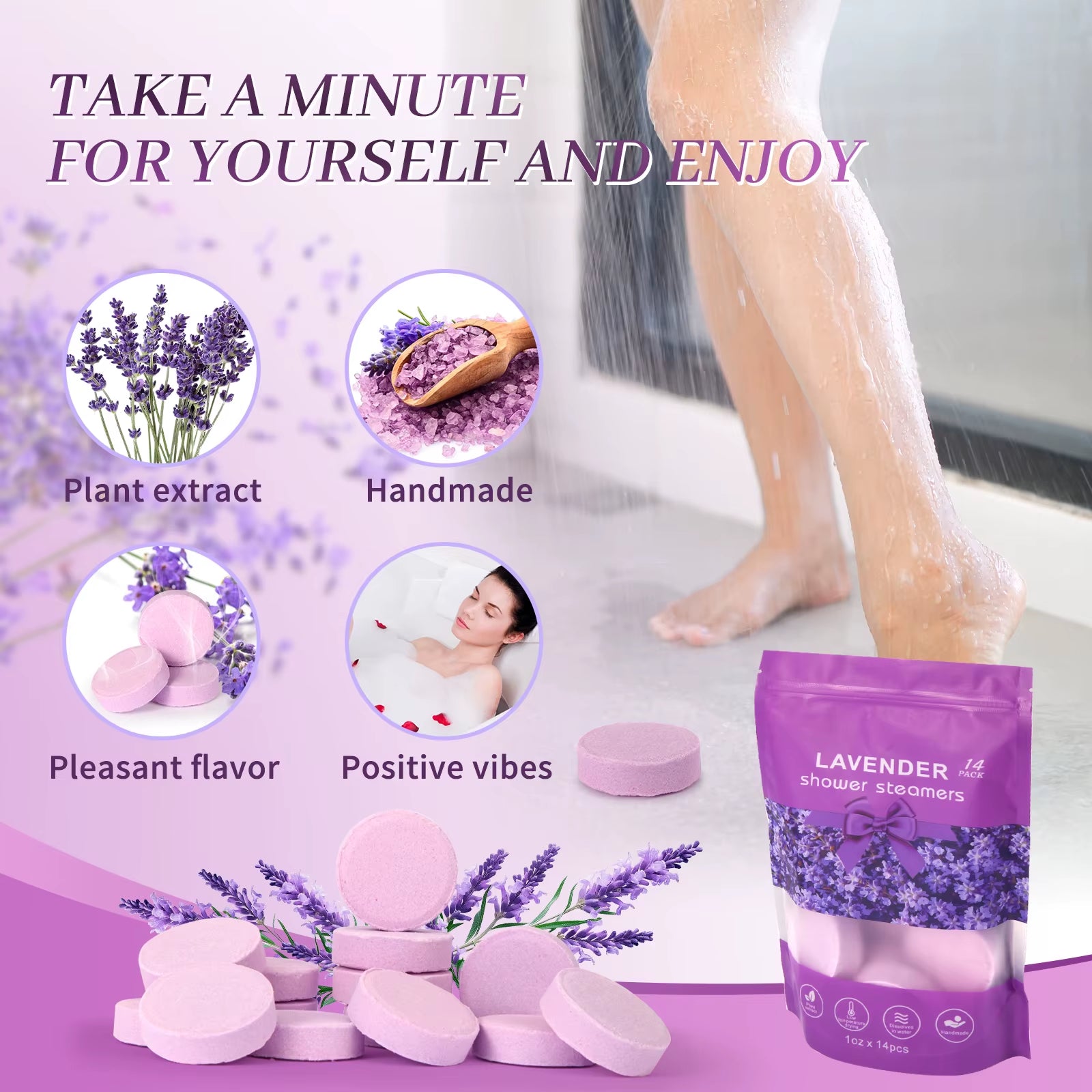 Set di bombe da doccia alla lavanda per momenti di relax quotidiano