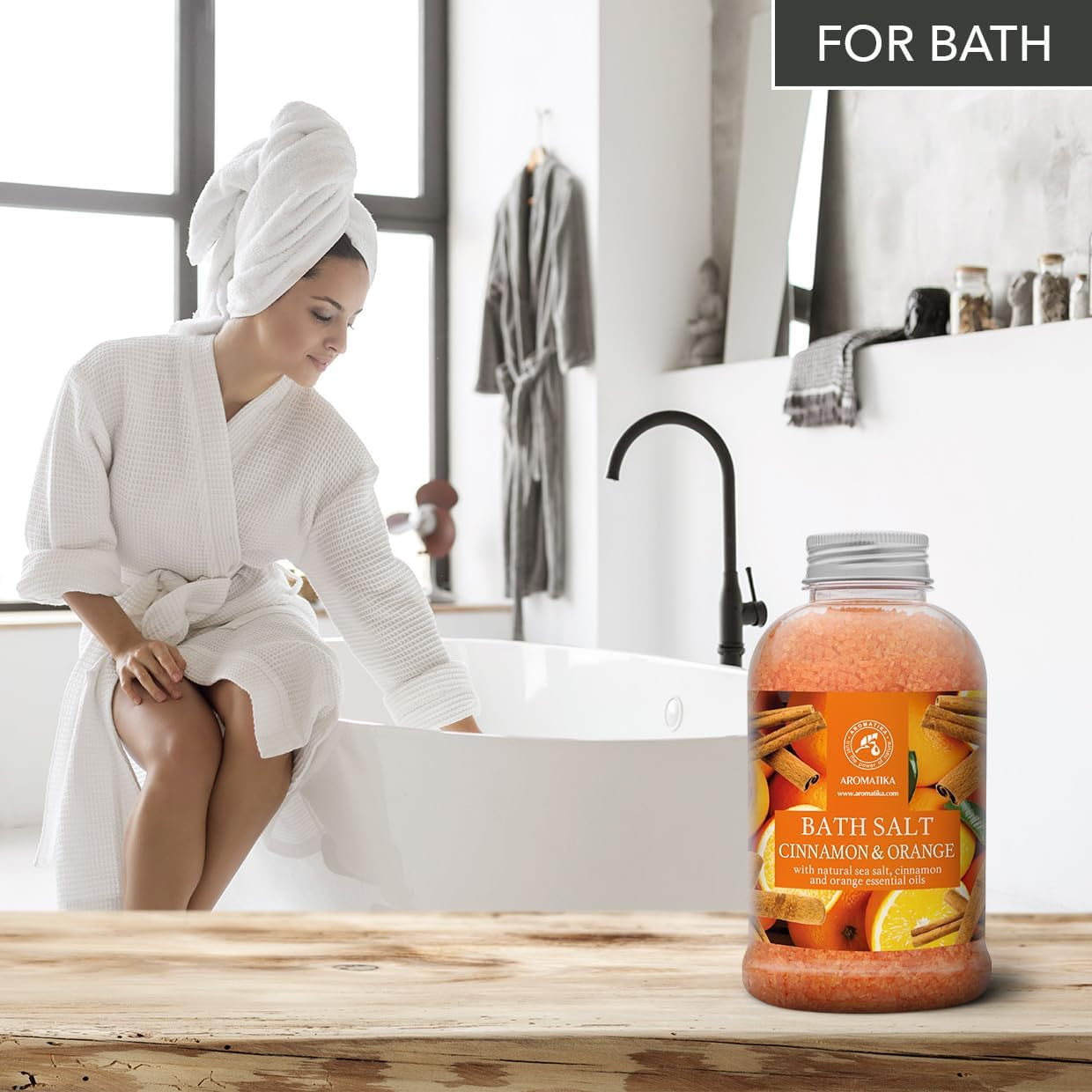 Sali Da Bagno Cannella-Arancia 600 G - Sale Marino Con Olio Essenziale Di Arancia E Cannella - Cura Del Corpo - Rilassamento - Bellezza - Aromaterapia