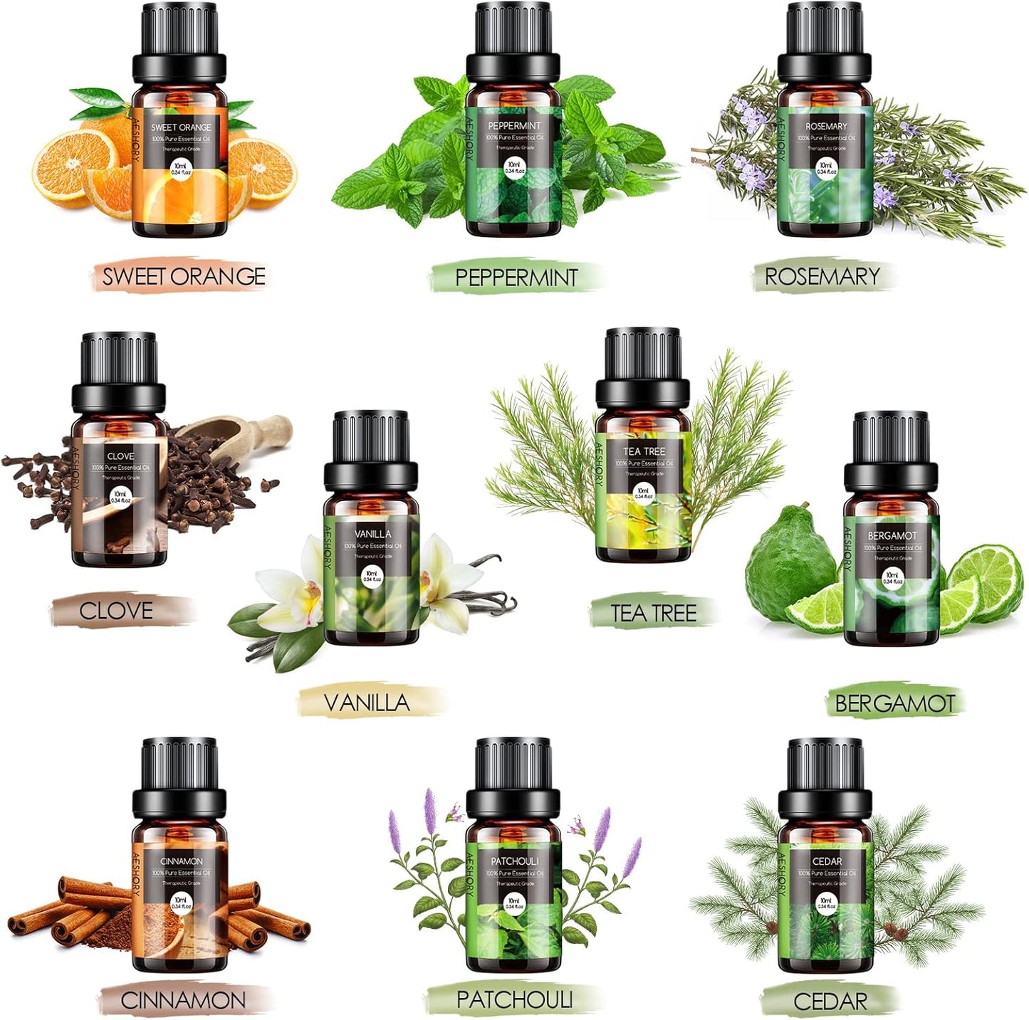 Set Di Oli Essenziali 20 X 10Ml,100% Olio Essenziale Puri E Naturali per Diffusori Umidificatore, Kit Oli Essenziali per Aromaterapia, Candele Fai Da Te, Profumate, SPA, Massaggi
