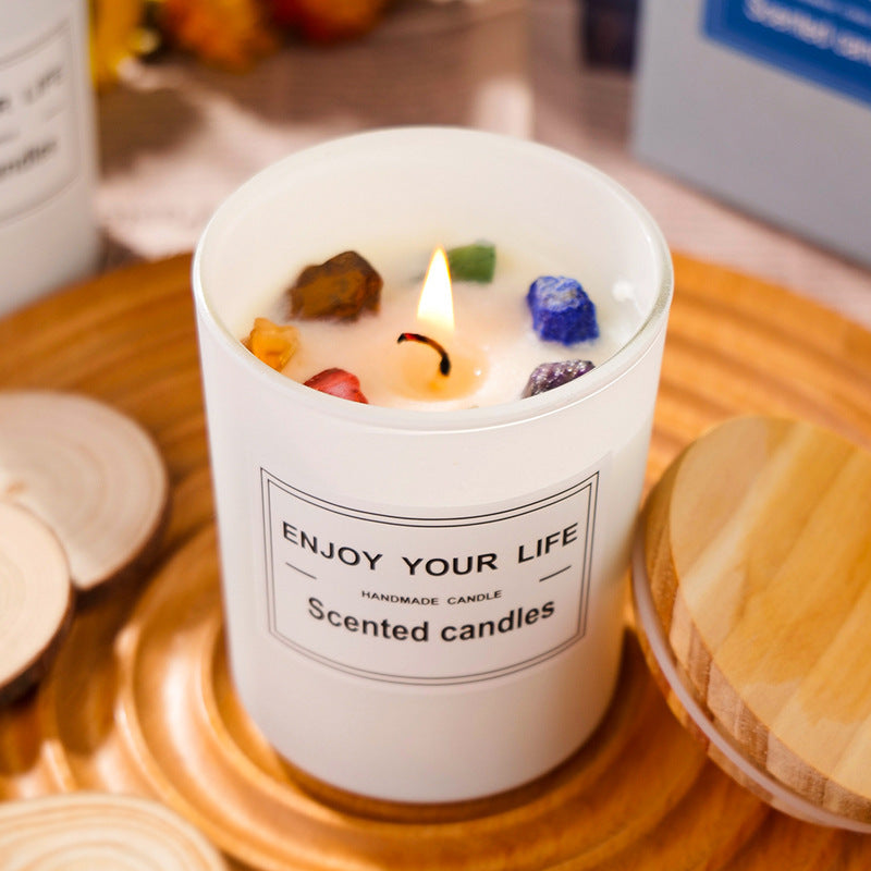 Candela Aromaterapia Cristalli Naturali Gift Box - Scegli il Tuo Cristallo - Cera Soia Senza Fumo