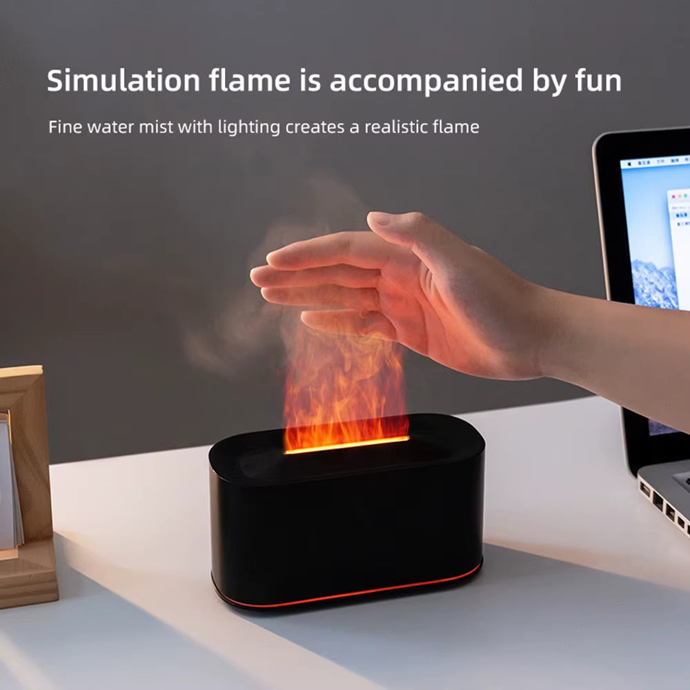 Flame Essential Oil Diffuser, Colorful Flame Diffuser Humidifier, 7 Colour Lights Noiseless Essential Oil Diffuser with Auto Off