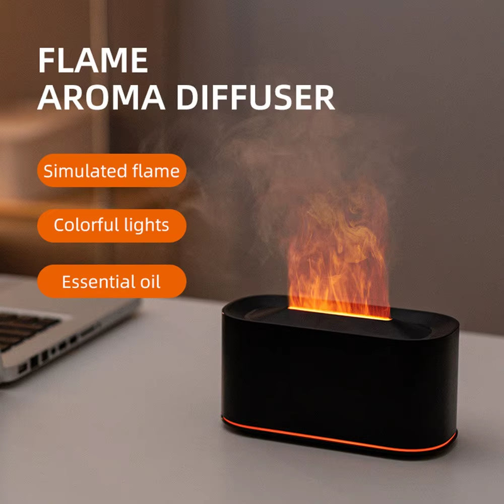 Flame Essential Oil Diffuser, Colorful Flame Diffuser Humidifier, 7 Colour Lights Noiseless Essential Oil Diffuser with Auto Off