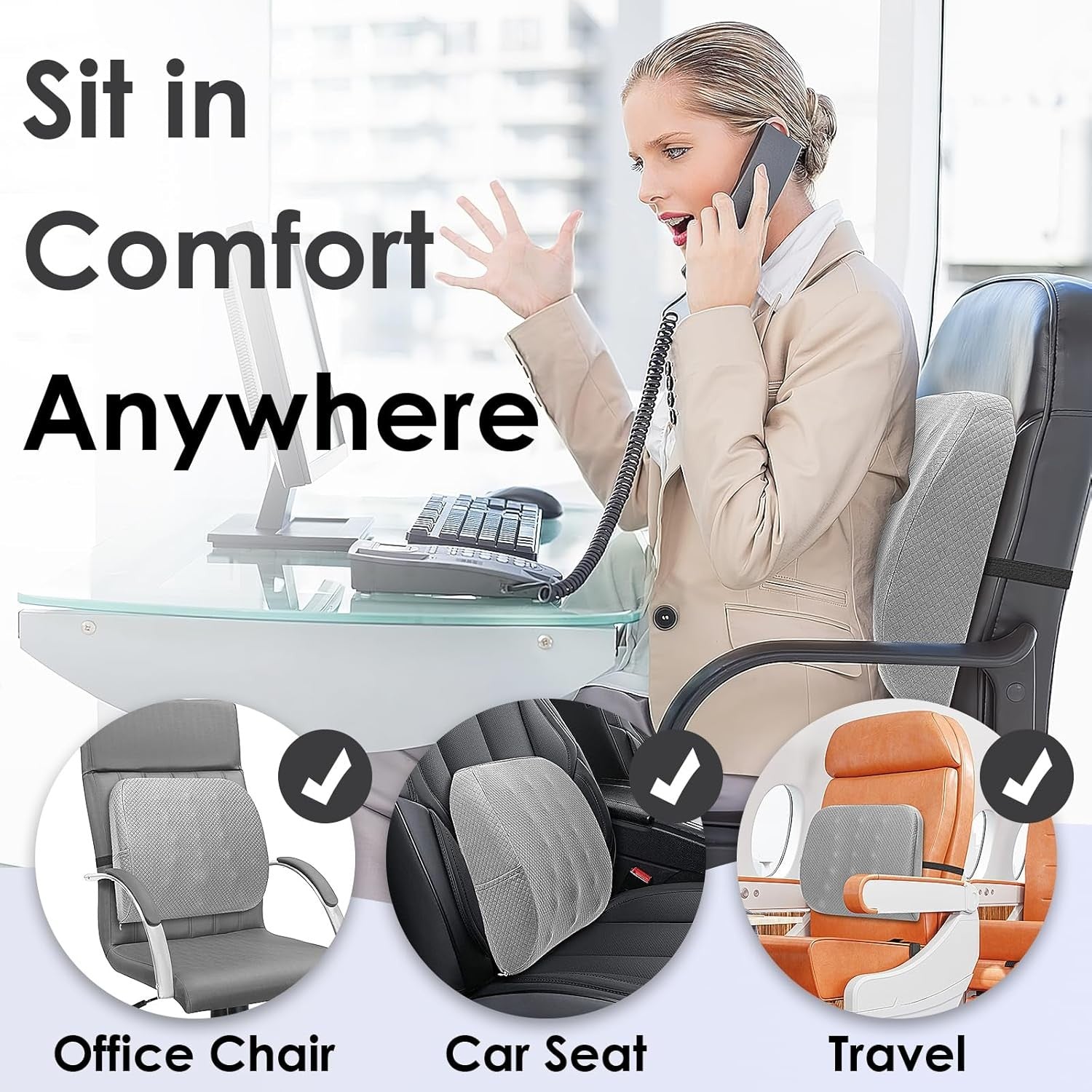 Quirlig Cuscino Lombare Auto, Supporto Lombare Auto in Memory Foam, Cuscino Lomb