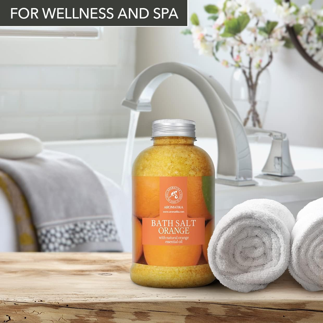 Sale Marino Con Olio Essenziale Di Arancio 600G - Sali Da Bagno Naturali per Un Buon Sonno - Riduzione Dello Stress - Cura Del Corpo - Rilassamento - Bellezza - Aromaterapia