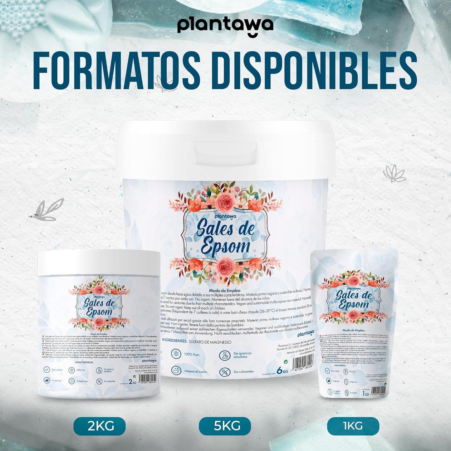 Sale Di Epsom 2Kg | Sali Da Bagno Rilassanti Con Solfato Di Magnesio Puro | Relax Muscolare, Cura Della Pelle E Benessere Naturale | Bagno Rilassante E Schiumoso | Senza Tossine E Additivi