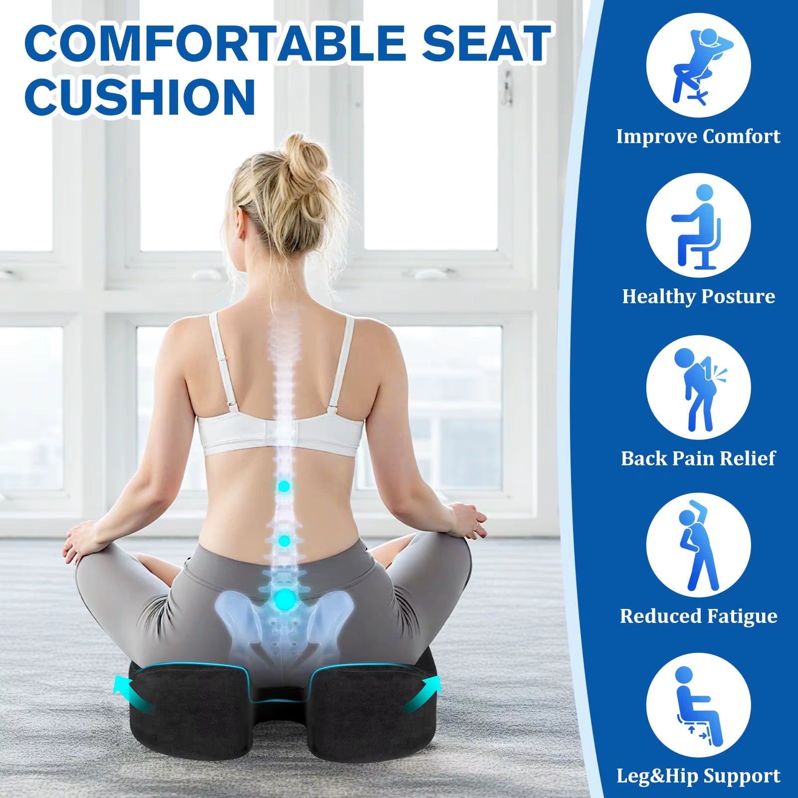 Gel Orthopedic Memory Cushion,U-Shaped Seat Cushion for Home Office Coccyx Orthopedic Chair Cushion,Protect Healthy