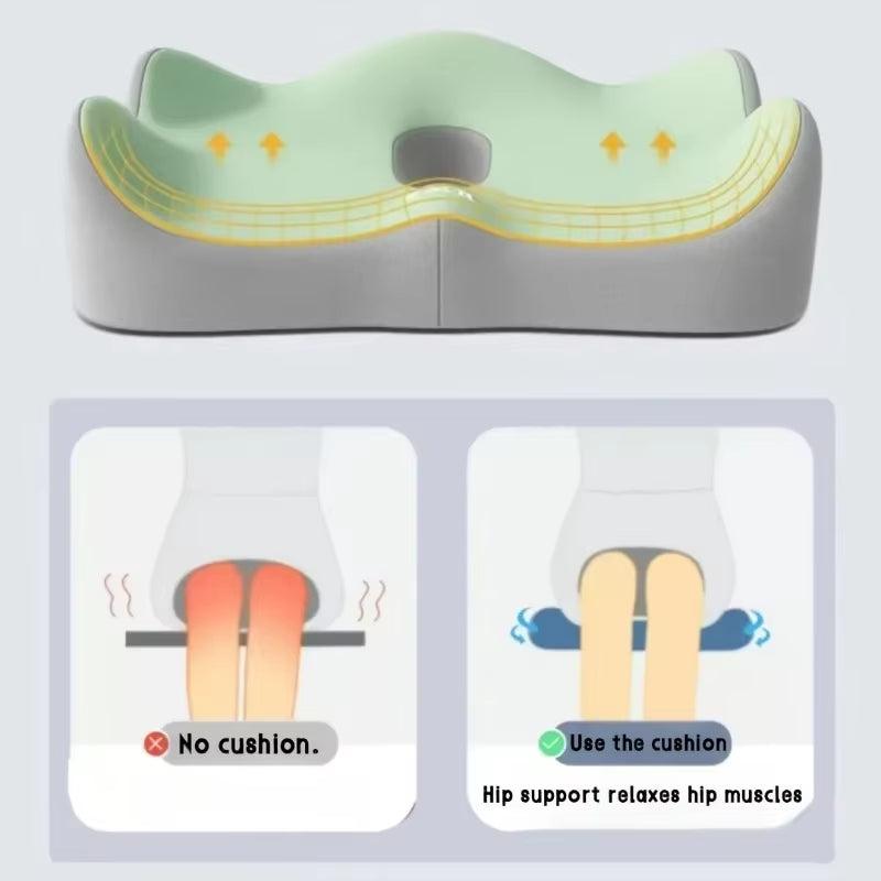 ​​【Ergonomic Office Seat Cushion】3-Zone Memory Foam Lumbar Support Pillow Breathable Posture Corrector for Car Office Wheelchair