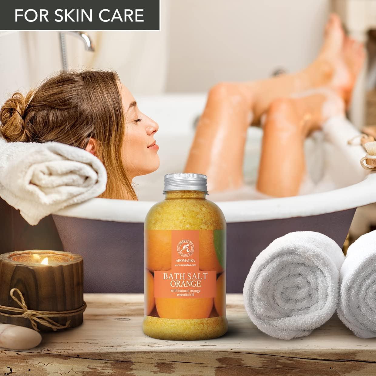 Sale Marino Con Olio Essenziale Di Arancio 600G - Sali Da Bagno Naturali per Un Buon Sonno - Riduzione Dello Stress - Cura Del Corpo - Rilassamento - Bellezza - Aromaterapia