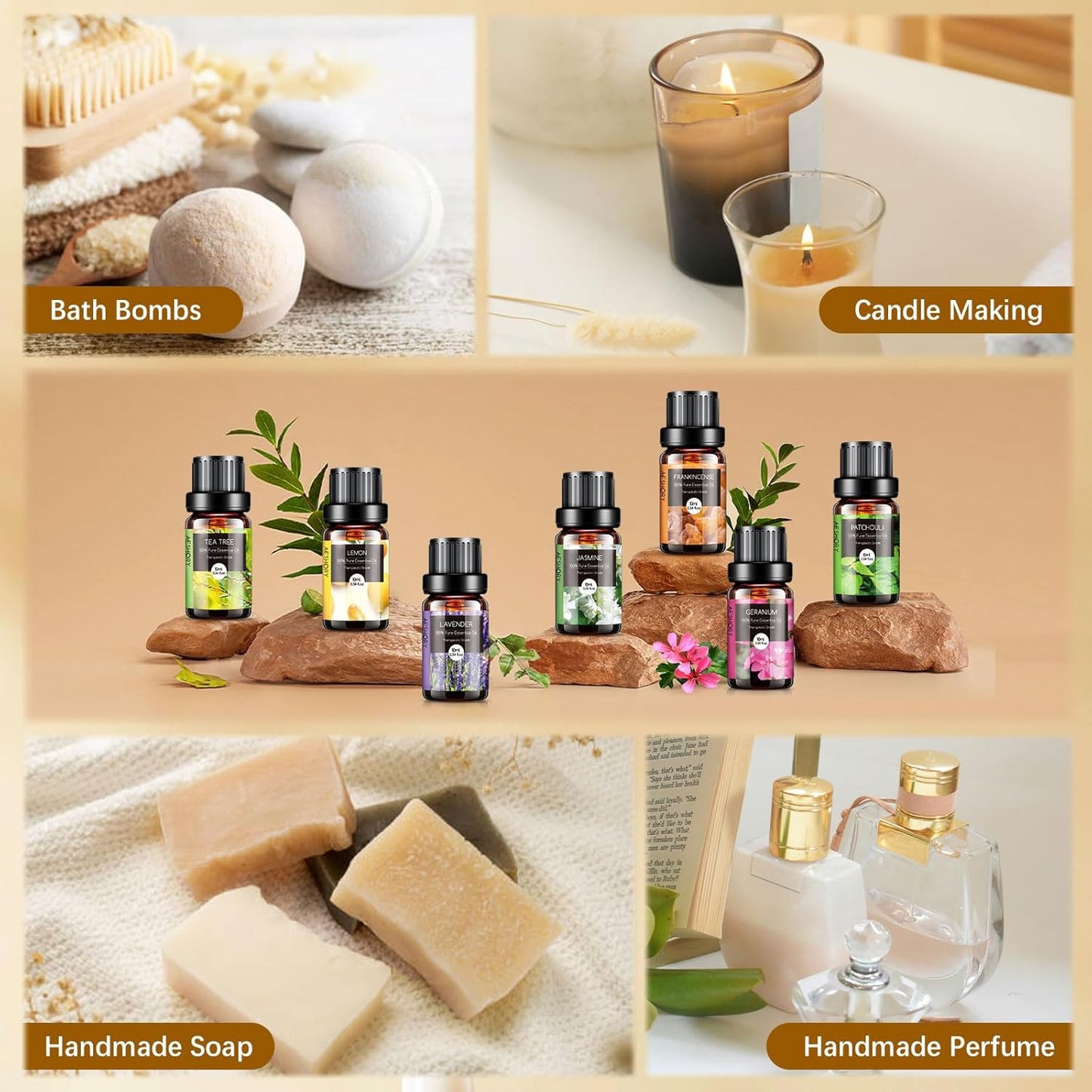 Set Di Oli Essenziali 20 X 10Ml,100% Olio Essenziale Puri E Naturali per Diffusori Umidificatore, Kit Oli Essenziali per Aromaterapia, Candele Fai Da Te, Profumate, SPA, Massaggi