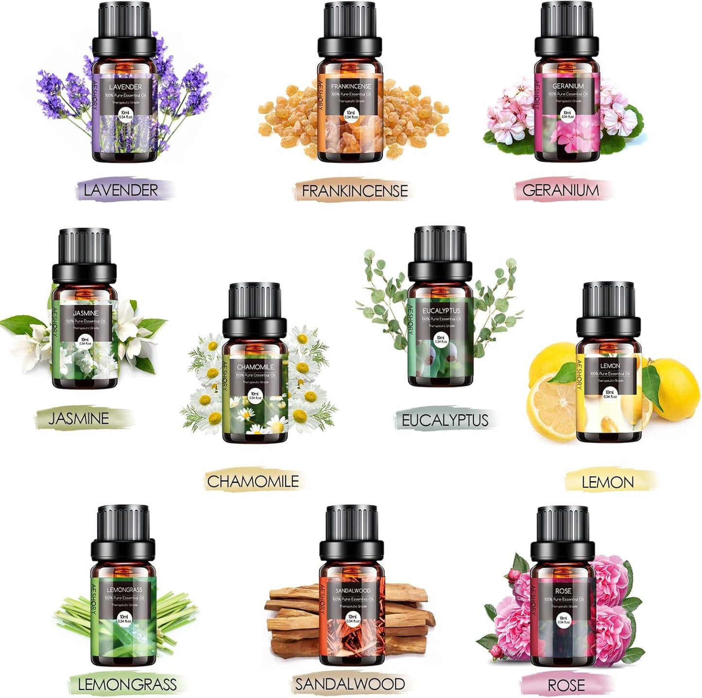 Set Di Oli Essenziali 20 X 10Ml,100% Olio Essenziale Puri E Naturali per Diffusori Umidificatore, Kit Oli Essenziali per Aromaterapia, Candele Fai Da Te, Profumate, SPA, Massaggi
