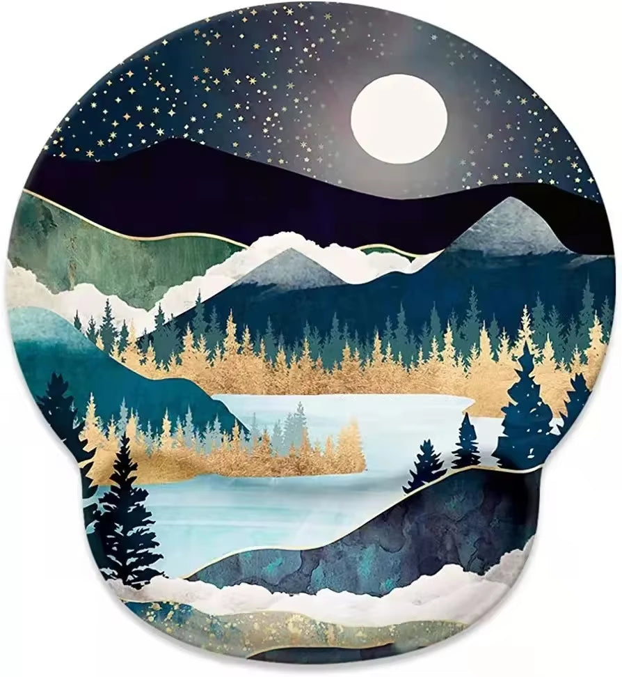 Natural Scenery Mouse Pad with Wrist Rest Comfortable Non-Slip Silicone Mouse Pad Gamer for PC Laptop Ergonomic Wrist Mouse Pad