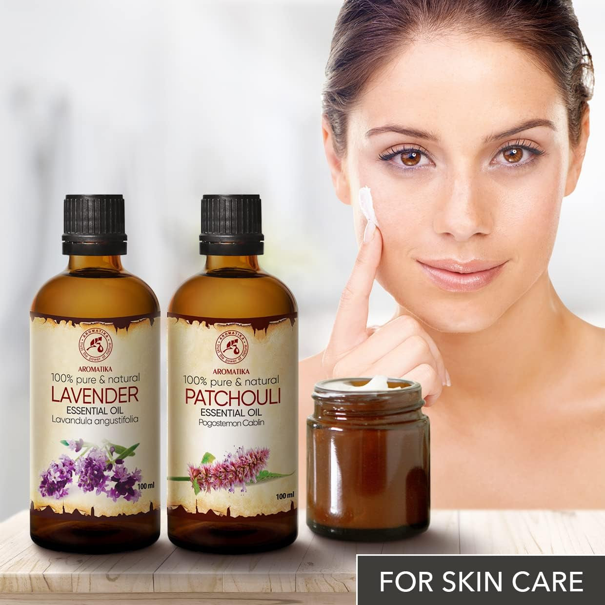 Olio Essenziale Set 2 X 100 Ml - Olio Di Lavanda E Patchouli - Pure & Natural - Cosmetico E per Massaggi - Oli Naturali per La Cura Della Pelle - Aromaterapia