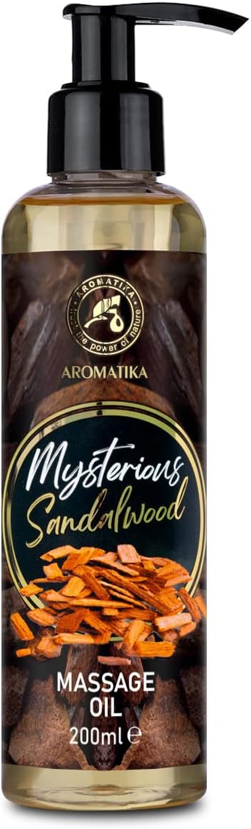 Olio Naturale per Massaggi Allevia Tensione (200 Ml) - Profumo Esotico Olio Essenziale Di Sandalo - Con Oli Naturali Di Noccioli Di Pesca, Jojoba, Mandorla, Semi Di Uva