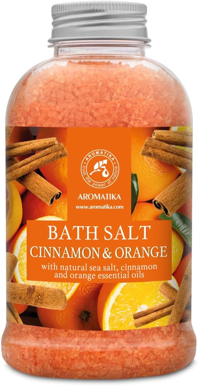 Sali Da Bagno Cannella-Arancia 600 G - Sale Marino Con Olio Essenziale Di Arancia E Cannella - Cura Del Corpo - Rilassamento - Bellezza - Aromaterapia