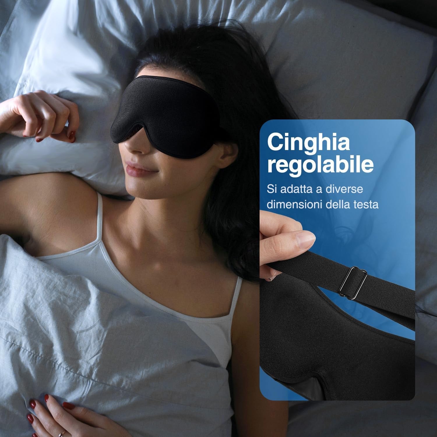 Mascherina per Dormire per Donna E Uomo,Maschera Occhi per Dormire Ponderata  3D,Mascherina Notte Occhi Con Luci Di Blocco,Alleviare Lo Stress,Mal Di Testa E Gli Occhi,Fascia Regolabile, 120 G